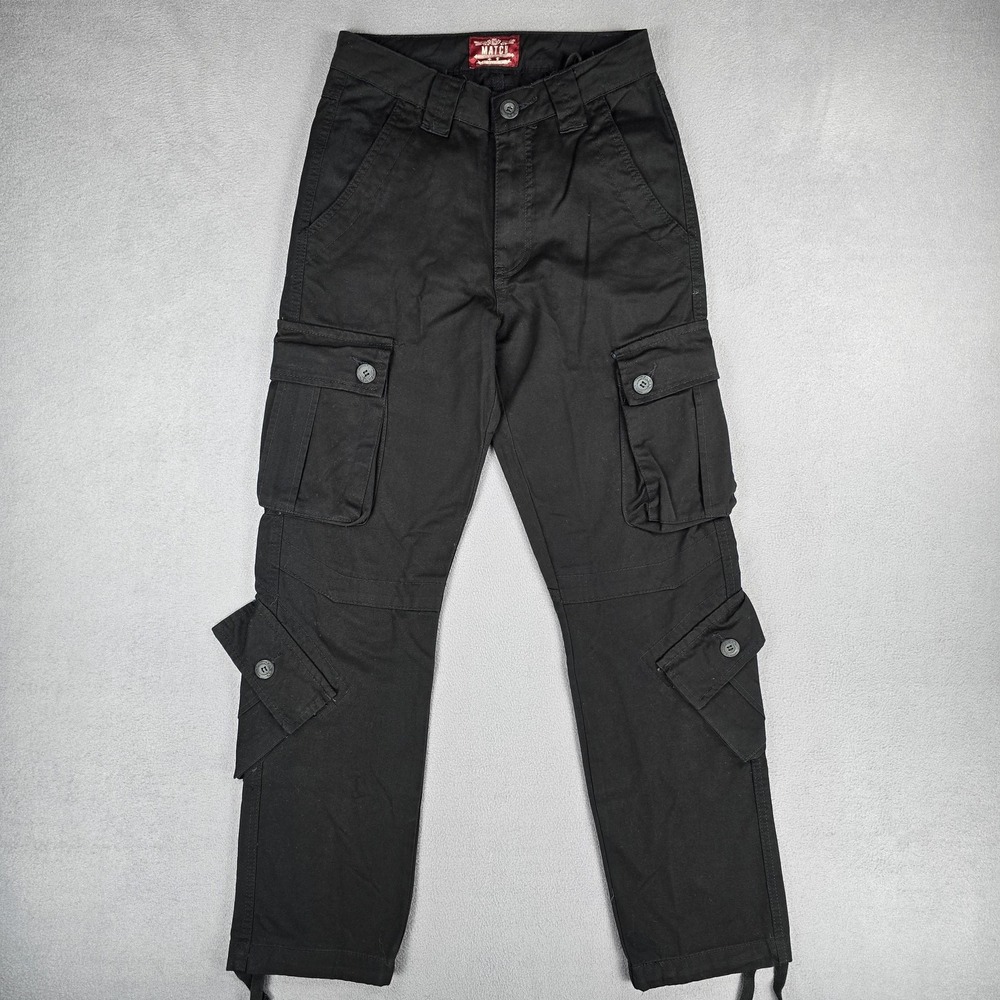 Match Cargo Pants Mens 27 Black Utility Multi Pocket Drawstring Gorpcore Urban‎